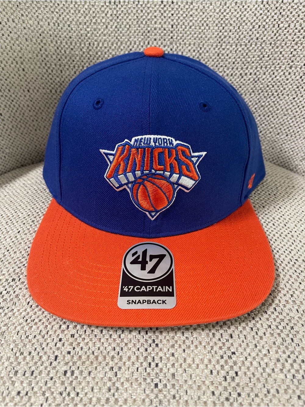 '47 New York Knicks Two-Tone Snapback Hat - Royal Blue & Orange